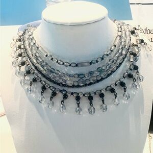 Blue/ Grey and Silver Beaded Necklace